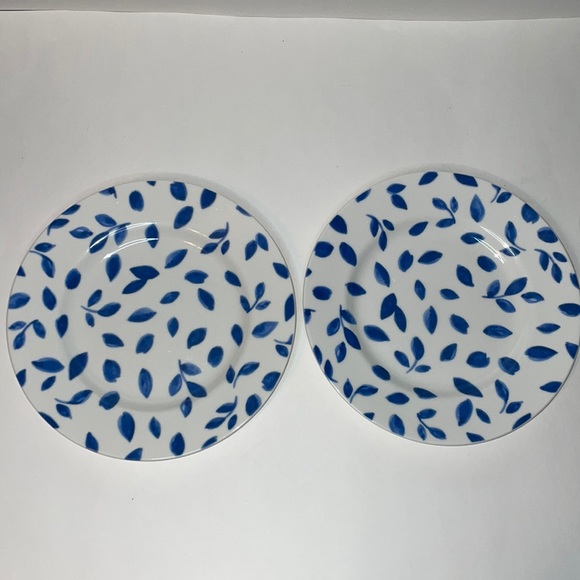 MARTHA STEWART blue and white leaves Stockholm salad plates for Macys - Picture 1 of 5